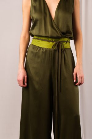 Obi satin verde/stampa freccette